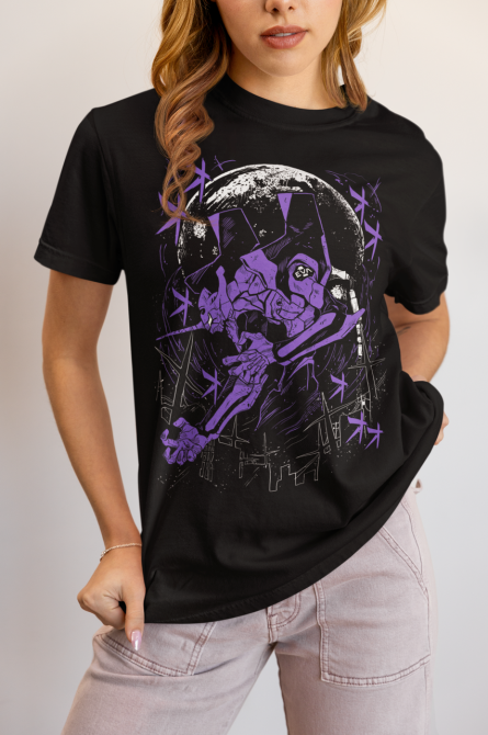 Футболка з аніме принтом Євангеліон оверсайз (S/M/L) Чорний AnimeJ0575 Дніпро - фото 3