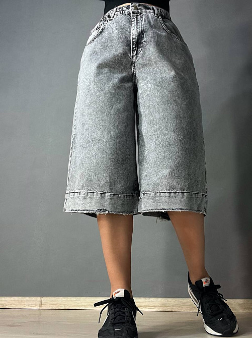 Шорты женские джинсовые Sherocco 393 бермуды длинные с манжетами талия на резинке серые, серый, 27, 27, 81 см, 110 см Киев - изображение 16