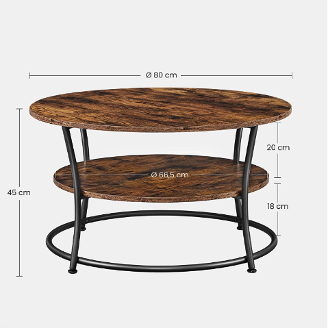 Журнальний столик Leobert Vasagle 80 x 80 x 45см в стилі Loft Київ - фото 6