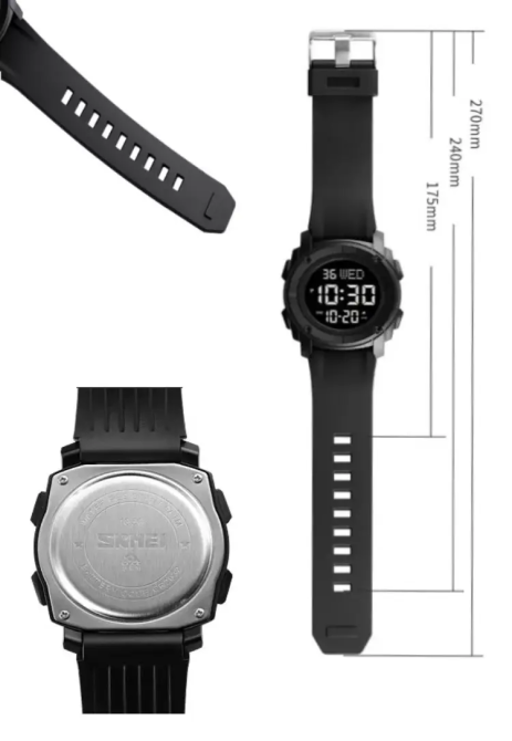 Чоловічий спортивний наручний годинник Skmei 1853 (Чорний з чорним циферблатом) Вінниця - фото 11