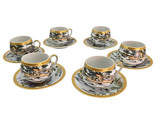 Сервиз чайно-кофейный 6 персон фарфор Пейзаж Киев - изображение 2