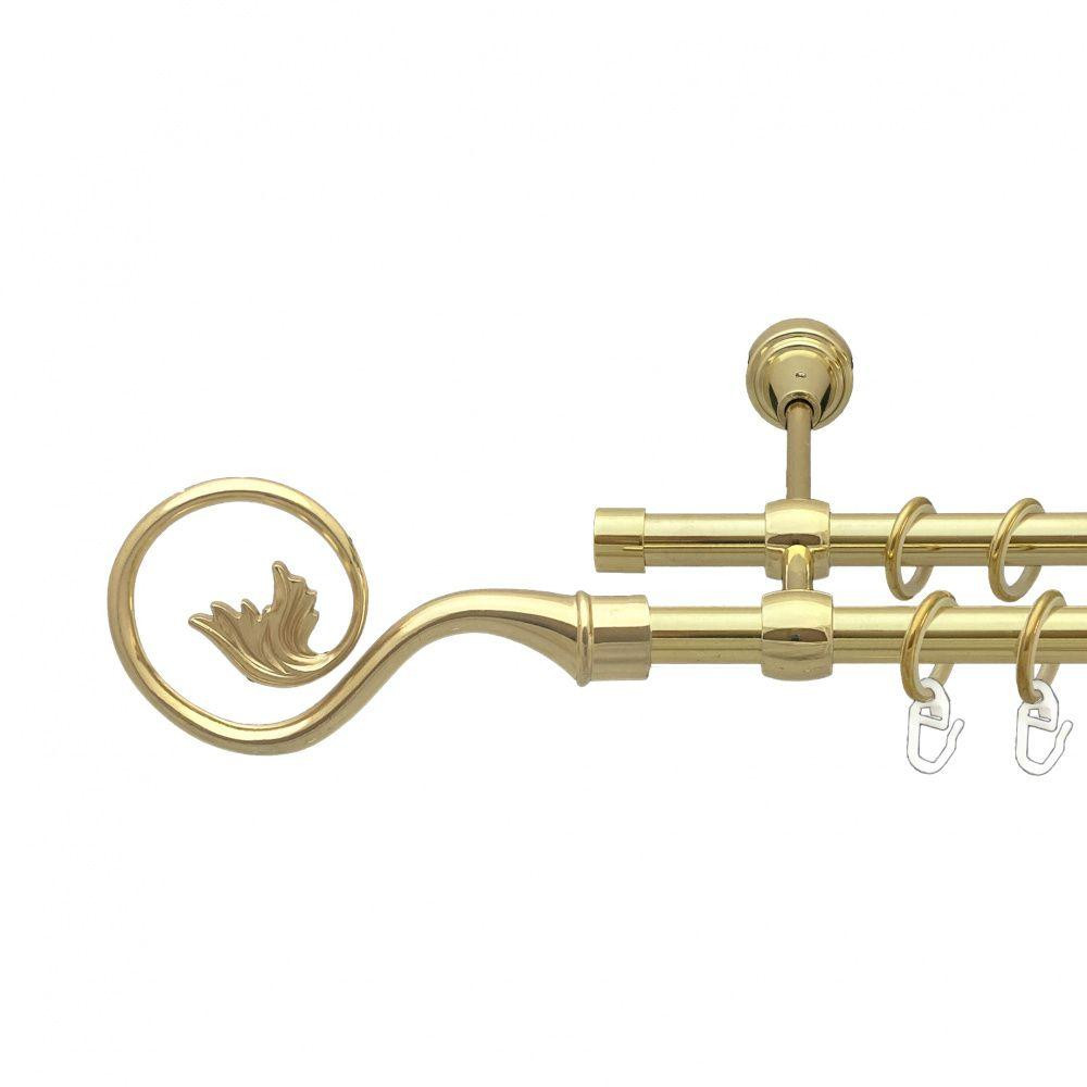 Карниз Orvit Ніка металевий дворядний литий гладка труба кільце металеве Золото 16\16 мм 300 см (00-00014414) Львов - изображение 1