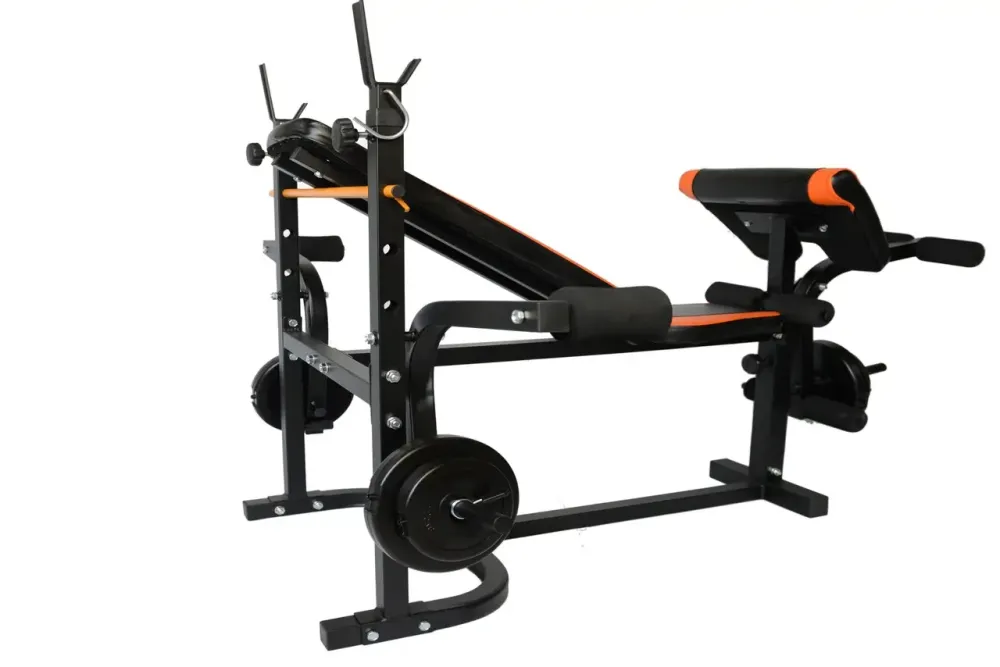 Лавка для жиму з тренажерами + 4 грифа + блінами 112 кг Гантелі, гирі, штанги та диски комплект Київ - фото 7