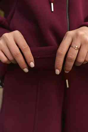 Жіночий теплий прогулянковий костюм-двійка турецька тринитка на флісі Бургунді Одеса