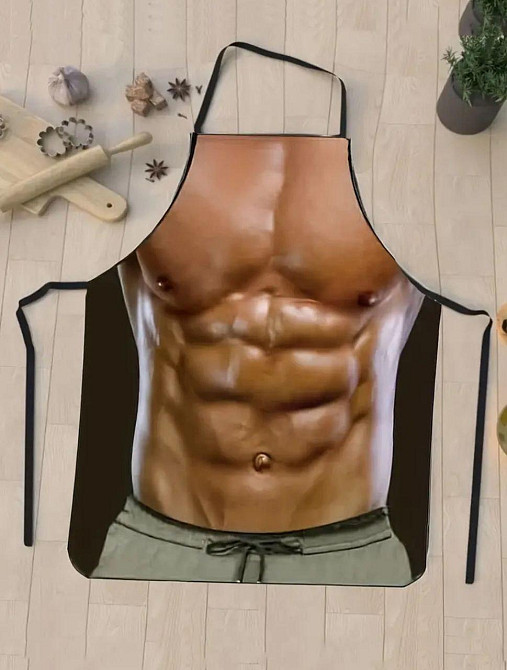 Фартук для мужчин с принтом мышц 80 на 60 см коричневый Киев - изображение 8
