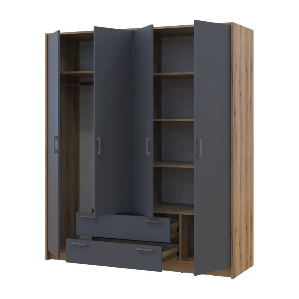 Шкаф для одежды Doros Ронди Дуб Артизан/Графит 4ДСП 160х52х195 DRS-011659 (80737824) Львов - изображение 5