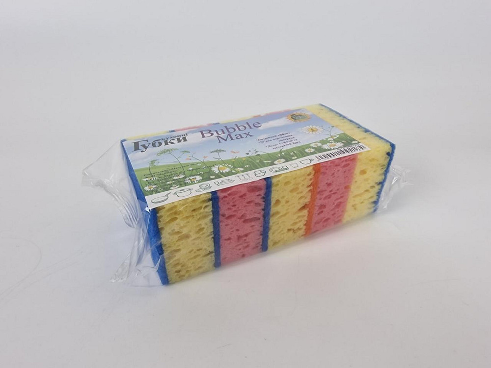 Губка кухонна для посуду 5 шт. Bubble Max (Супер Торба) (1 пачка) Харків - фото 2