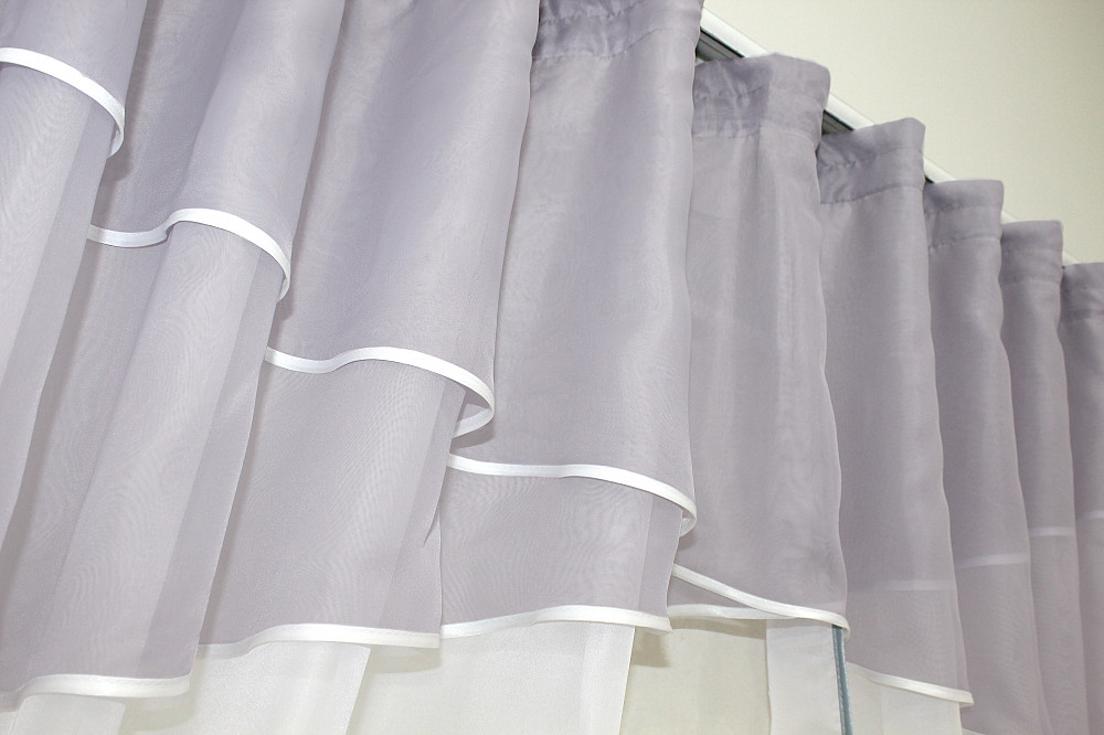 Кухонные шторы VR-Textil № 091к с ламбрекеном и подвязками серый с белым 280х170 см (52-0321) Киев - изображение 5