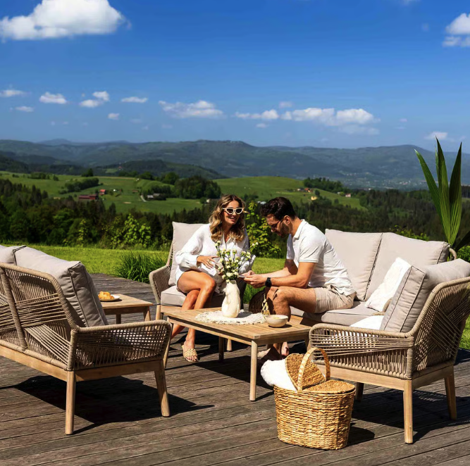 Комплект садових меблів для тераси, двору, балкона, набір столу та стільців для відпочинку Akaia Бежевий Київ - фото 7