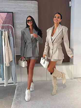 Жіночий теплий класичний костюм: піджак і шорти кашемір + підклад Графіт, 42/44 Одеса