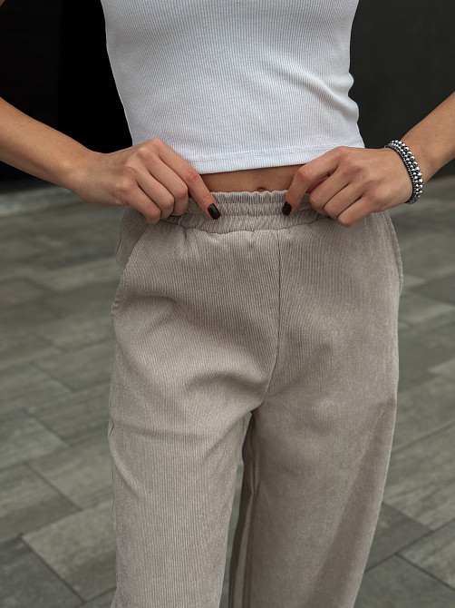 Жіночі вельветові штани палаццо "Garda" | Батал Бежевий, 50-52 Київ - фото 2