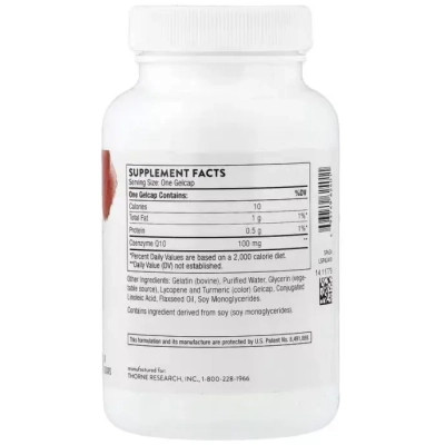 Вітамінно-мінеральний комплекс Thorne Коензим Q10, 100 мг, CoQ10, 60 гелевих капсул (THR-62401) Вінниця - фото 2