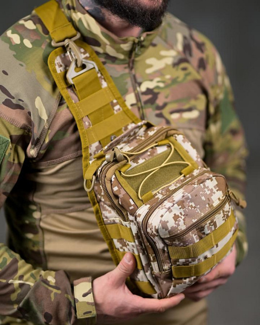 Тактическая нагрудная сумка черная через плечо  пиксель ПП8246 Одесса - изображение 9