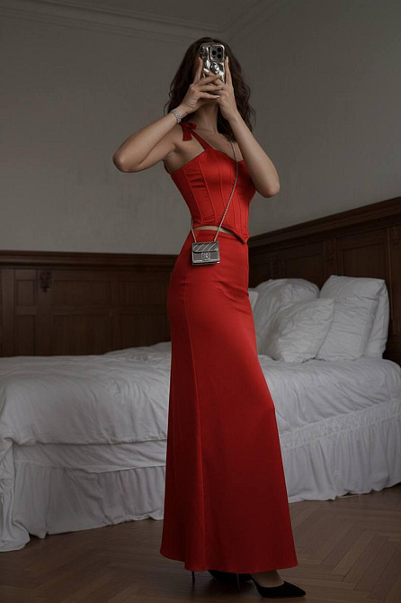 Женский стильный корсет на змейке королевский шелк Красный, 40/42 Одесса - изображение 5