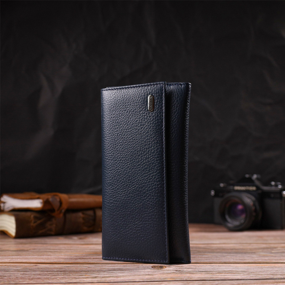 Надійний портмоне унісекс із натуральної шкіри флотар CANPELLINI 21849 Синє Київ - фото 3