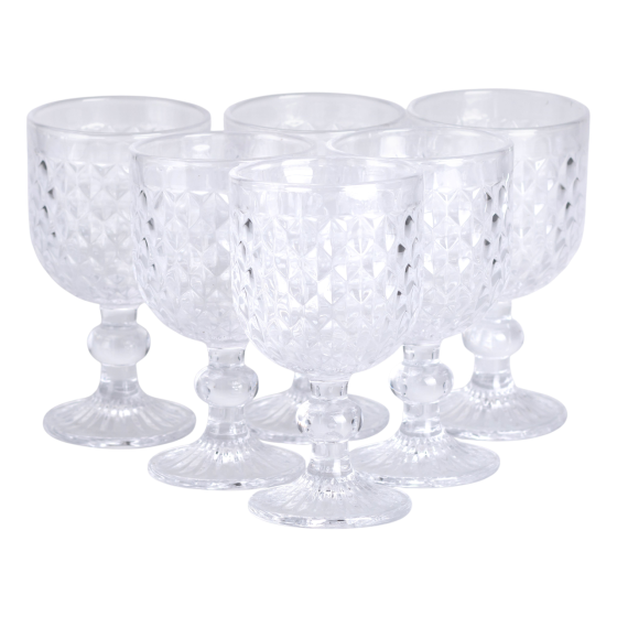 Набор бокалов для вина 6 шт по 220 мл на низкой ножке Прозрачный HP-19-104 Киев