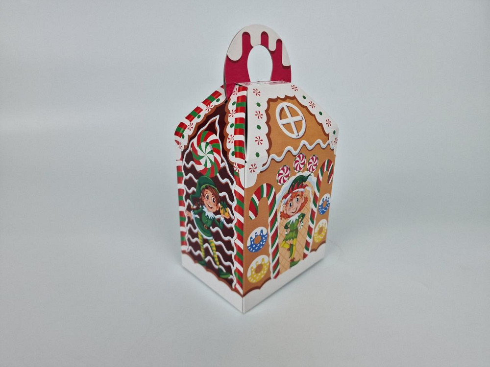 Святкове паковання для новорічних подарунків (700 грм) No209н "Пряниковий будиночок" (1 шт.) Харків - фото 2