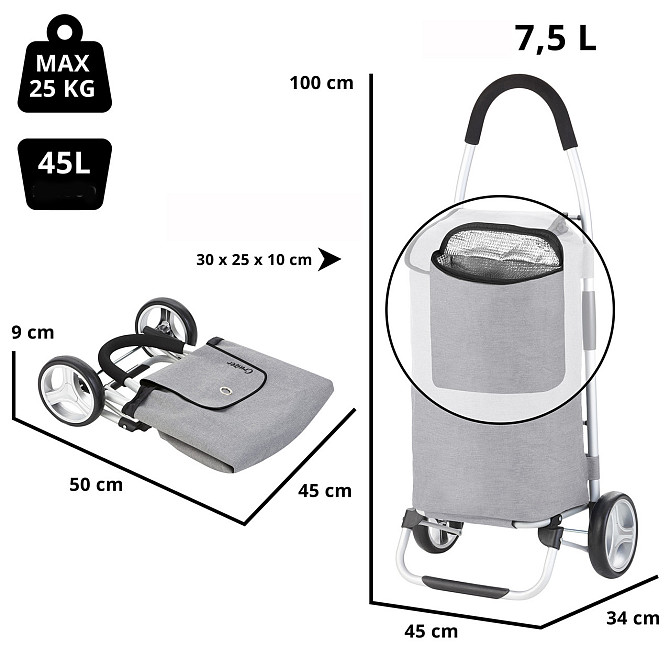 Сумка-візок ShoppingCruiser Foldable 45 Grey (604360) Днепр - изображение 11