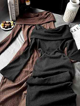 Женское элегантное нежное платье из нежного трикотажа букле Черный Одесса