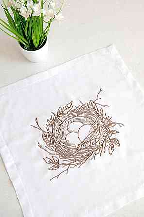 Рушник Великоній, білий лляний з вишивкою топ Київ