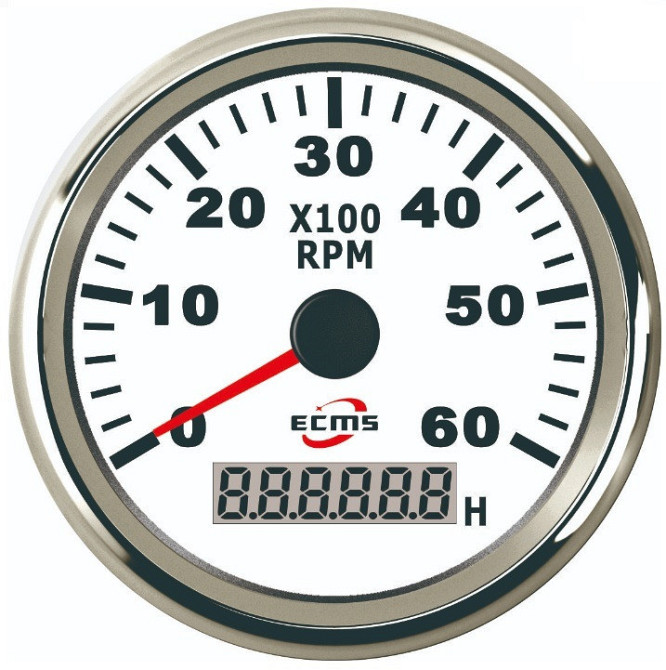 Тахометр З Мотогодинами для човнів катерів тракторів Ecms 85Мм Білий Київ - фото 3