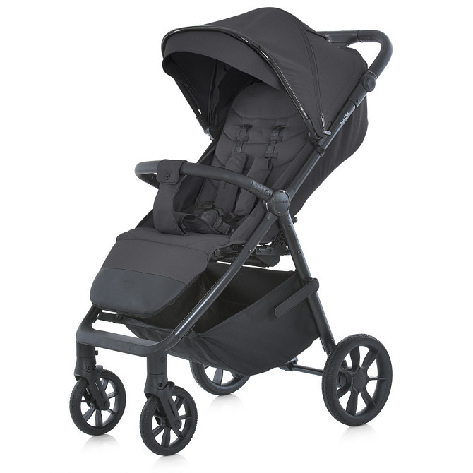 Коляска дитяча El Camino MALTA Black Onyx прогулянкова з москітною сіткою дощовиком та чохлом для ніжок у комплекті Чорна (ME Чернігів - фото 1