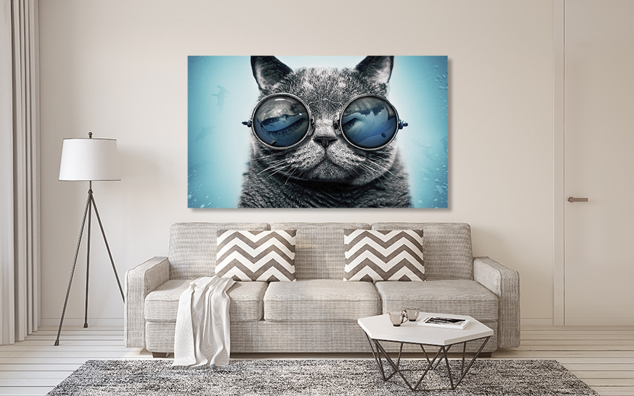 Картина холст  в гостиную / спальню  Кіт в окулярах    MLP_111 50x100 см Киев - изображение 2