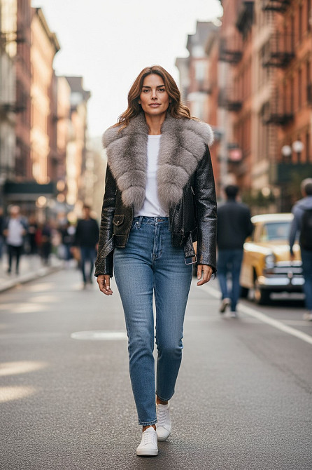 Куртка косуха женская с натуральным мехом песца под Соболь р 48 Харьков - изображение 10