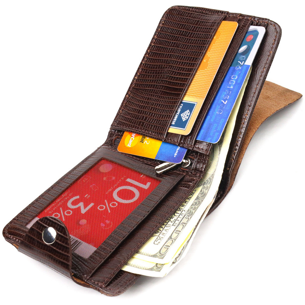 Элегантное портмоне для мужчин в два сложения из натуральной фактурной кожи CANPELLINI 21576 Коричневое Киев - изображение 4