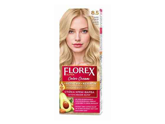 Крем-краска для волос КЕРАТИН 8.5 Белое солнце ТМ Florex Киев
