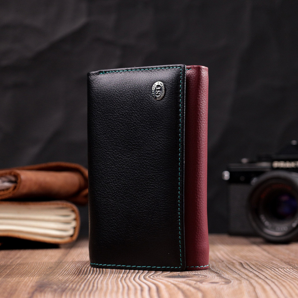 Вместительный кожаный кошелек в три сложения для женщин ST Leather 19444 Разноцветный Киев - изображение 8