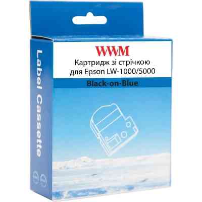 Лента для принтера этикеток WWM для Epson LW-1000/5000 36mm х 8m Black-on-Blue (WWM-SC36B) Винница