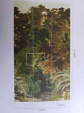 Шпалери вінілові Grandeco One roll one motif 1.59x2.8 панно-лесонню дерева зелені коричневі Київ