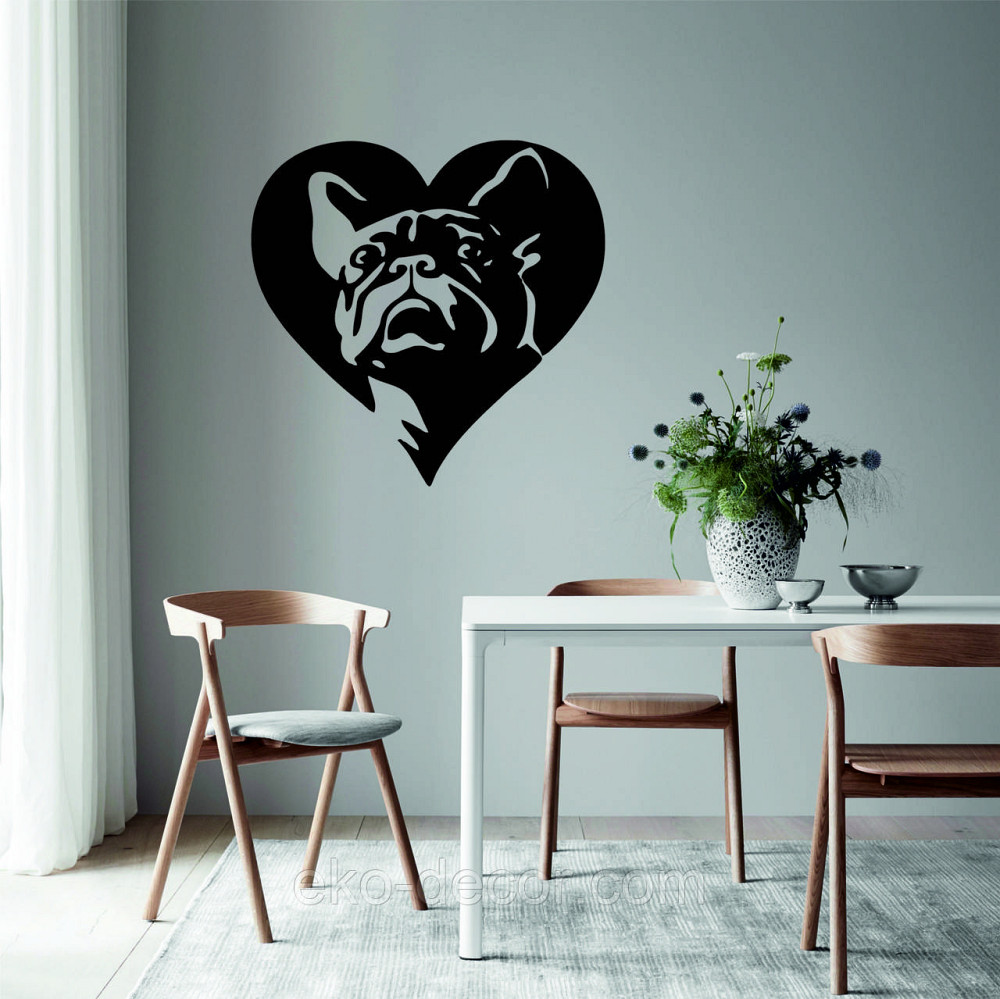 Декоративне настінне Панно «Французький  бульдог», Декор на стіну 90*69 см, Чорний Київ - фото 1