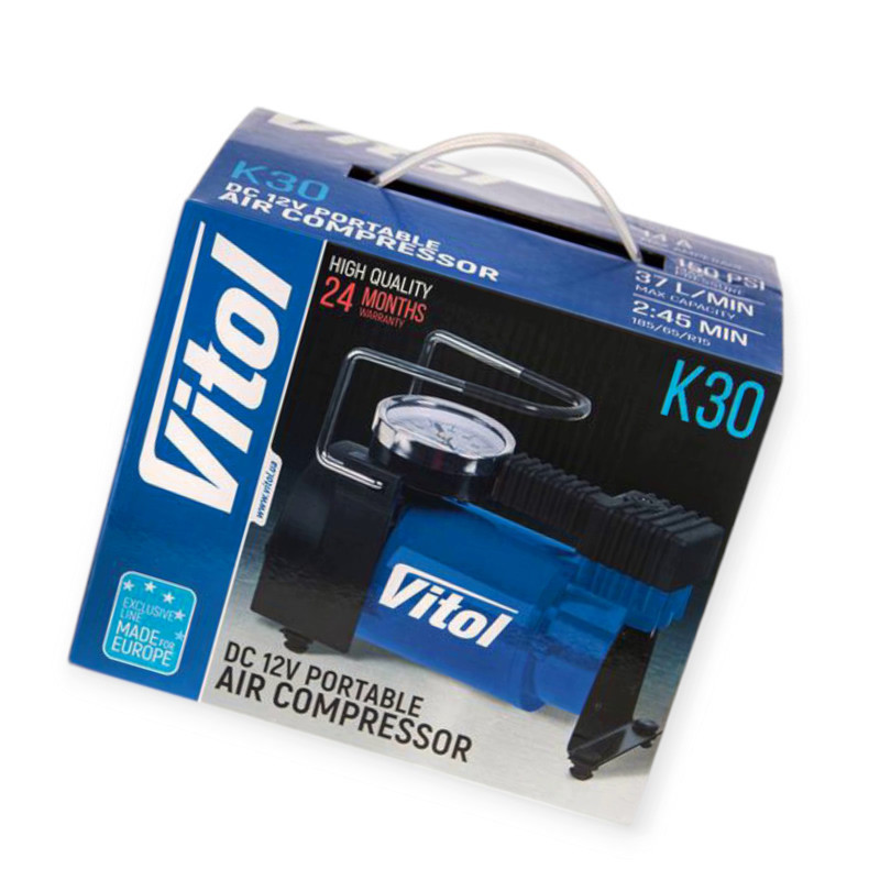 Компрессор 10атм/ 37л/14а/1м шланг/прикур/сумка K-30 Мукачево - изображение 1