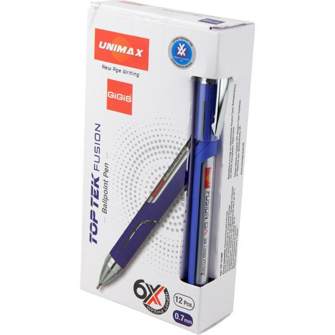 Ручка кулькова 10 км "Unimax""Top Tek Fusion" синя, UX-10 000-02, шт Київ - фото 1