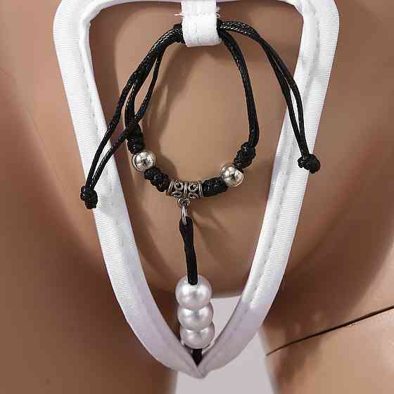 Чоловічі стрінги без лямок з намистинками еротичні one size білий Київ