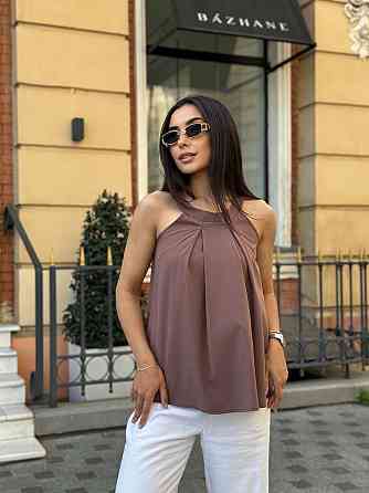 Жіноча блузка без рукавів "Mila" оптом | Норма і батал | Розпродаж моделі Шоколадний, 42-44 Київ