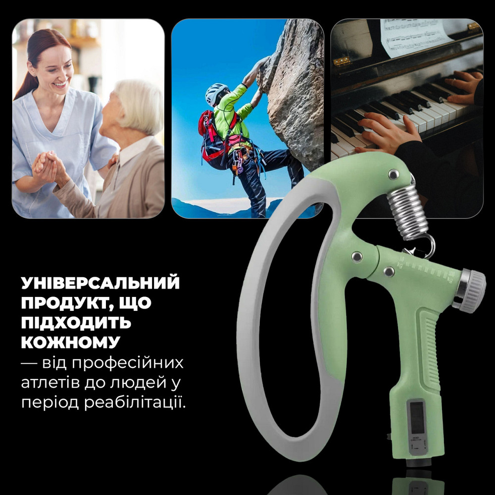 Еспандер кистьовий з лічильником PowerPlay PP-4403 з регульованим навантаженням 10-100 кг. Зелений Каменское - изображение 8