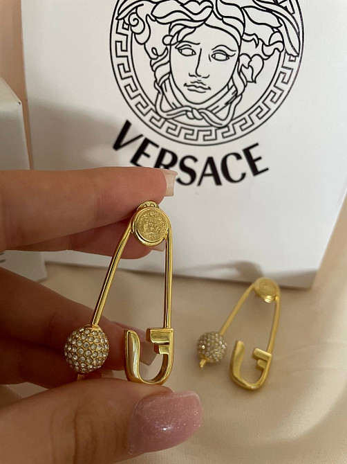 Сережки Версачі позолота 18К з цирконами Одеса - фото 5