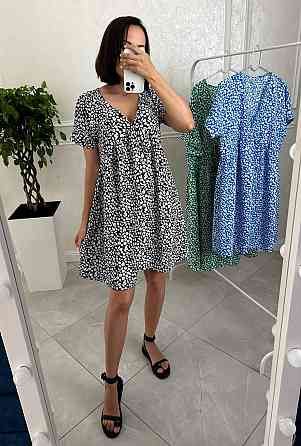 Женское летнее повседневное платье в цветочный принт креп 54/58, Черный Одесса