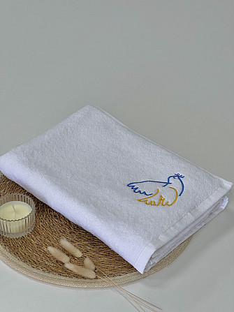 Махровий рушник Ideal Textile з патріотичною вишивкою, 70*140 см, 100% бавовна, Узбекистан Чернівці - фото 6