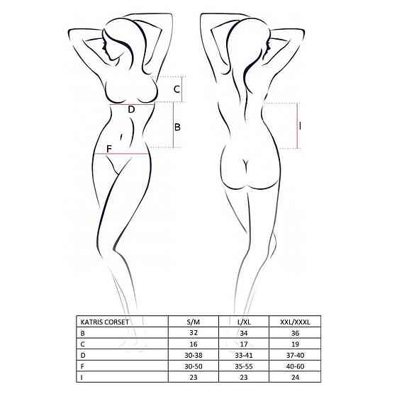 Корсет з пажами Passion KATRISS CORSET XXL/XXXL, black, трусики, шнурівка Sex Aura Київ