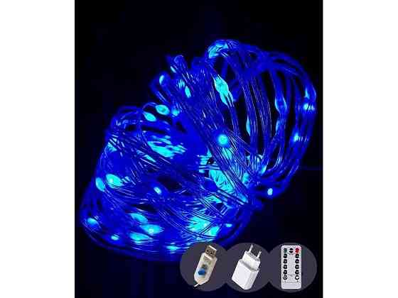 Гирлянда Роса-люкс 100LED синий 10м 8 режимов/USB адаптер/пульт ДУ ТМ КИТАЙ Solmir Киев