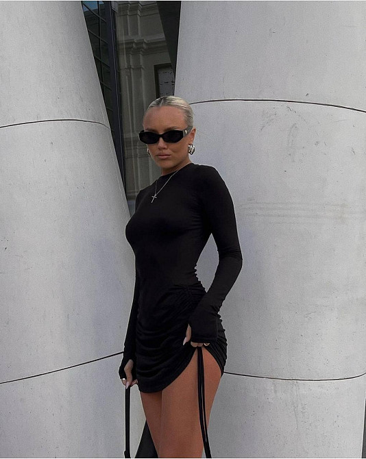 Женское облегающее мини платье с завязками из вискозы Одесса - изображение 7