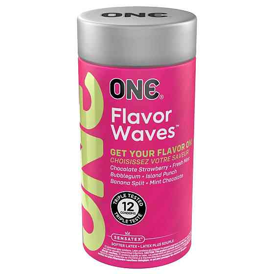 Ароматизированные презервативы ONE FlavorWaves, 12 шт, 6 ароматов, 6 цветов, подарочная упаковка-тубус Sex Aura Киев