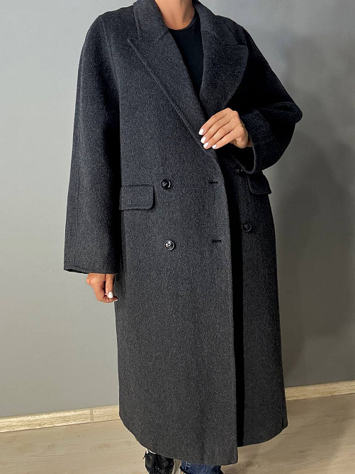 Пальто жіноче Lady Yep 85098 довге оверсайз вовняне двобортне темно сіре, темно-сірий, M Київ - фото 5