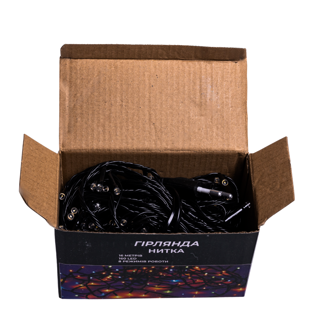 Garlando Новорічна гірлянда кімнатна нитка 14 м 160 LED кімнатна гірлянда чорний провід Біле св Київ - фото 4