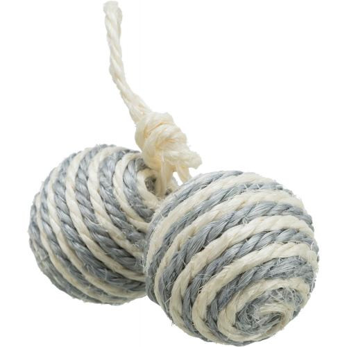 Іграшка Trixie для котів М_ячі з брязкальцем на мотузці сизаль 4,5 см Київ - фото 3