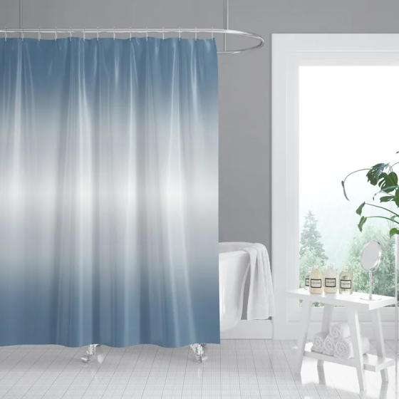 Шторка для ванної Zerix SCT-006-180x180 з поліестеру (Візерунок синьо-білий) (ZX4990) Київ